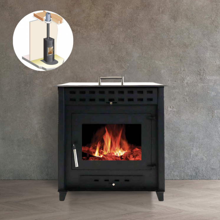 PACK POÊLE À BOIS NOA 9 - Bûches 50cm + KIT CONDUIT 150