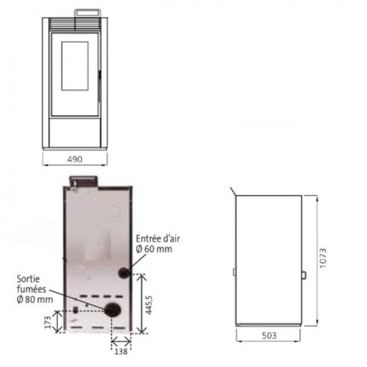 Pack Poêle à Granulés MARINA 14 Étanche + Kit Conduit Vertical Ø80/1