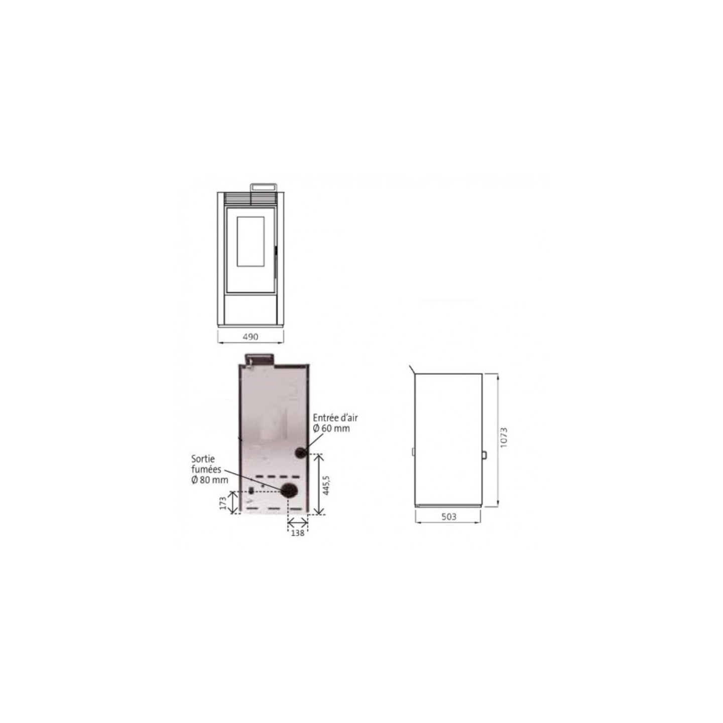 Pack Poêle à Granulés MARINA 14 Étanche + Kit Conduit Vertical Ø80/1